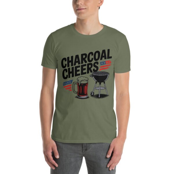 Grill and Beer Mug T-Shirt for Dads – Charcoal Sketch Collage - Charcoal Cheers C - Image 5