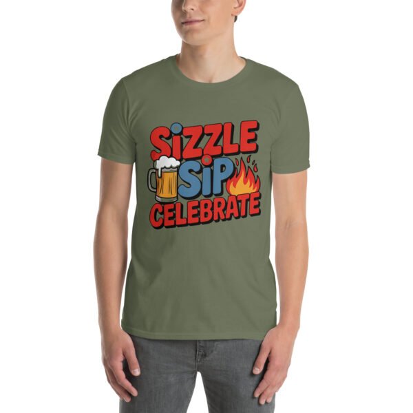 BBQ Beer Humor T-Shirt for Grill Enthusiasts – Mug & Flame Comic - Sizzle Sip Celebrate B - Image 10