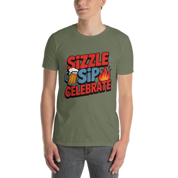 BBQ Beer Humor T-Shirt for Grill Enthusiasts – Mug & Flame Comic - Sizzle Sip Celebrate B - Image 11