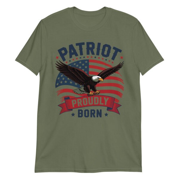 Patriotic Americana T-Shirt for Conservatives – Eagle & Flag Collage - Patriot Proudly Born B - Image 4