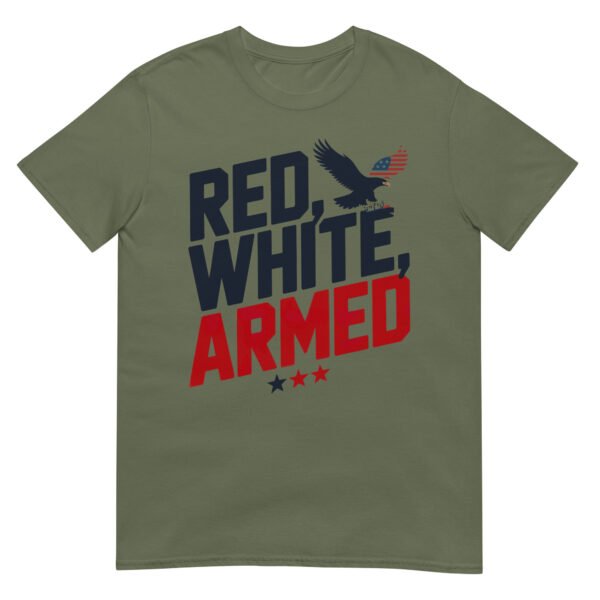 Military Bold T-Shirt for Veterans – Diagonal Eagle Silhouette - Red, White, Armed A - Image 5