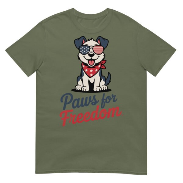 Paws for Freedom Red & White Pup T-Shirt – July 4th Dog Lover Gift