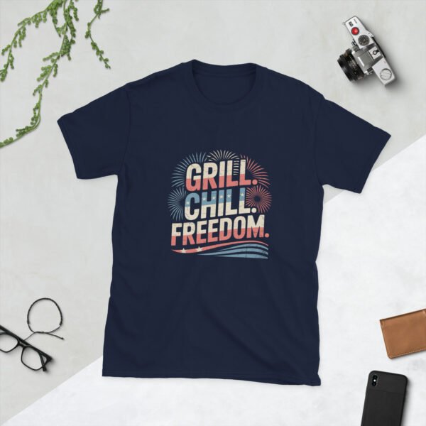 Grill Chill Freedom Retro 4th of July BBQ T-Shirt – Family Matching Tee - Image 2