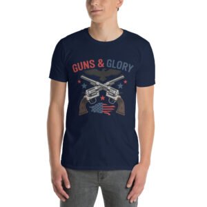 Guns & Glory T-Shirt for 2A Men – Eagle & Revolvers Silhouette Gun Style A