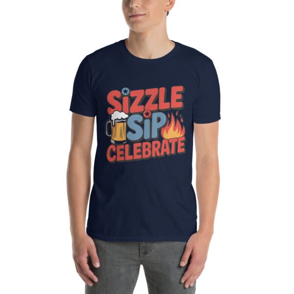 BBQ Beer Humor T-Shirt for Grill Enthusiasts – Mug & Flame Comic - Sizzle Sip Celebrate B