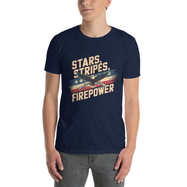 Military Pride T-Shirt for Veterans – Eagle & Rifles - Stars, Stripes, Firepower A - Image 3