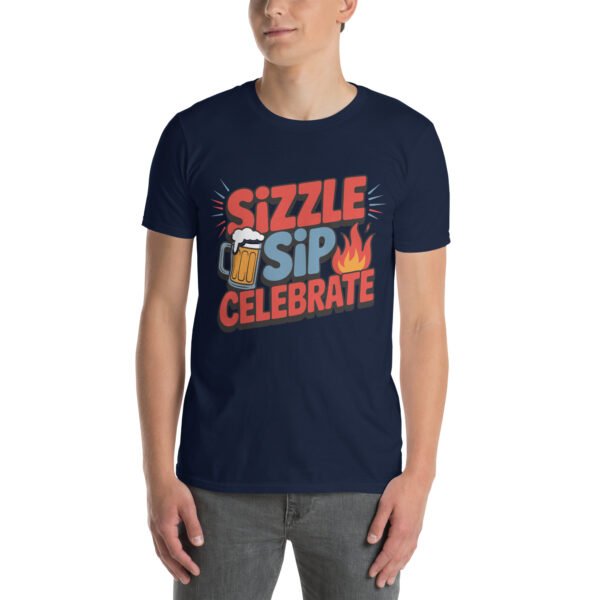BBQ Beer Humor T-Shirt for Grill Enthusiasts – Mug & Flame Comic - Sizzle Sip Celebrate B - Image 3