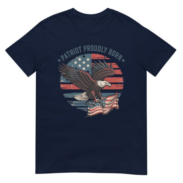 Patriotic Americana T-Shirt for Conservatives – Eagle & Flag Collage - Patriot Proudly Born A - Image 2