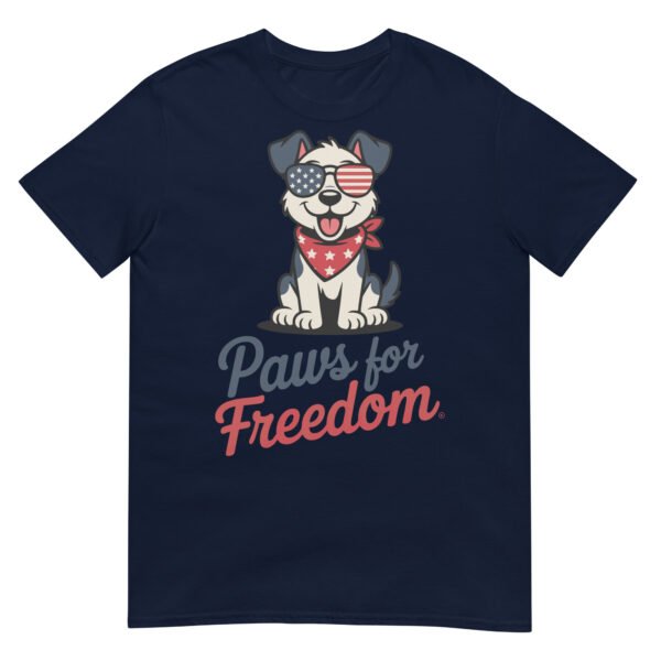 Paws for Freedom Red & White Pup T-Shirt – July 4th Dog Lover Gift - Image 3