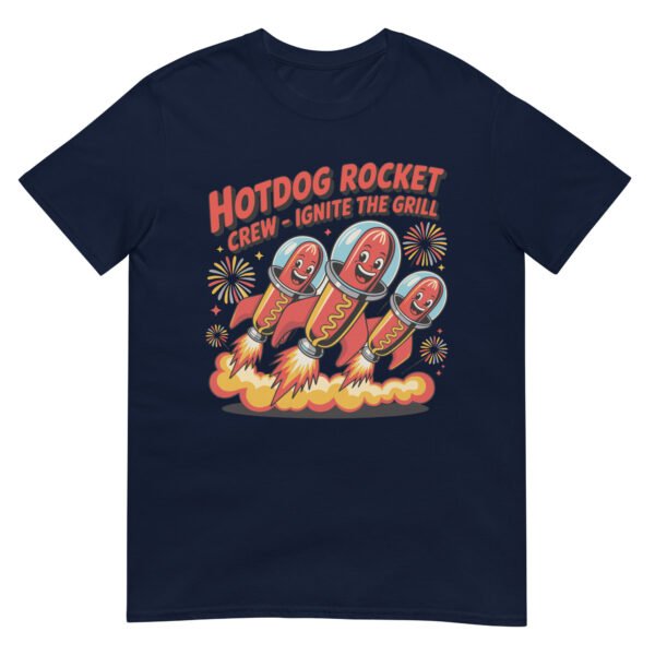 Hotdog Rocket Crew 2.0 T-Shirt – Retro Firework Launch Edition - Image 3