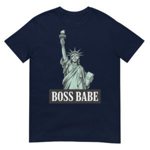Boss Babe Liberty T-Shirt – Statue of Liberty with American Flag Sunglasses