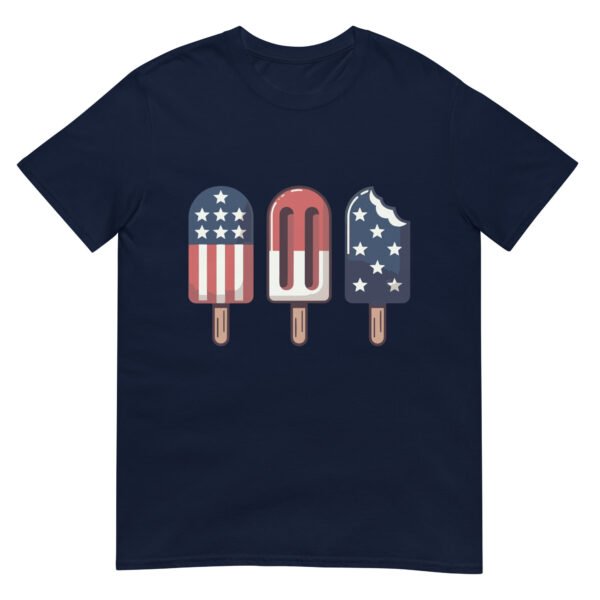 Patriotic Popsicle T-Shirt – Retro Ice Cream Trio in American Flag Colors - Image 2