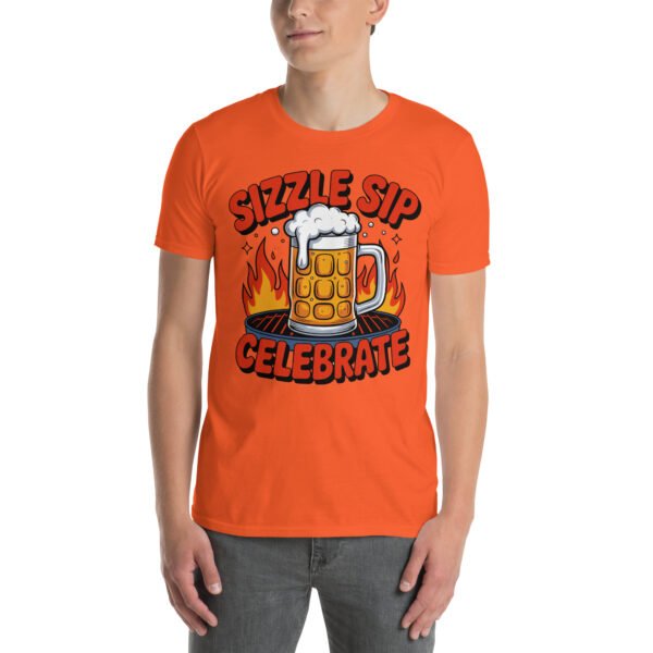 BBQ Beer Humor T-Shirt for Grill Enthusiasts – Mug & Flame Comic Sizzle Sip Celebrate Beer Cup - Image 11