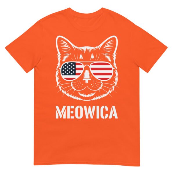 Meowica Cat Sunglasses T-Shirt – Funny Patriotic USA Cat Tee - Image 12