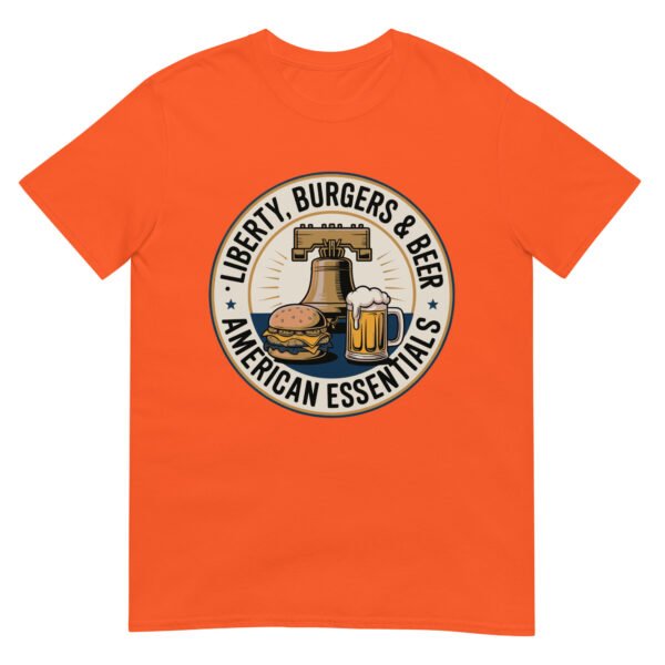 Liberty, Burgers & Beer T-Shirt – American Essentials Badge - Image 12