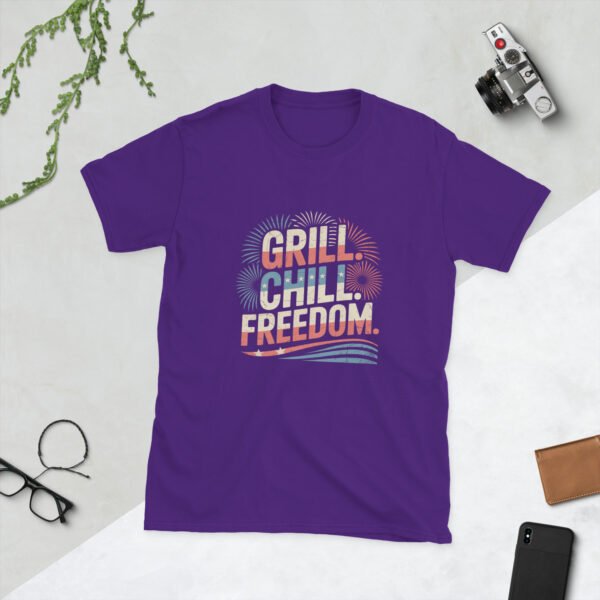 Grill Chill Freedom Retro 4th of July BBQ T-Shirt – Family Matching Tee - Image 4
