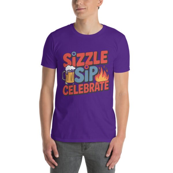 BBQ Beer Humor T-Shirt for Grill Enthusiasts – Mug & Flame Comic - Sizzle Sip Celebrate B - Image 4