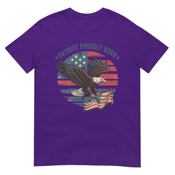 Patriotic Americana T-Shirt for Conservatives – Eagle & Flag Collage - Patriot Proudly Born A - Image 4