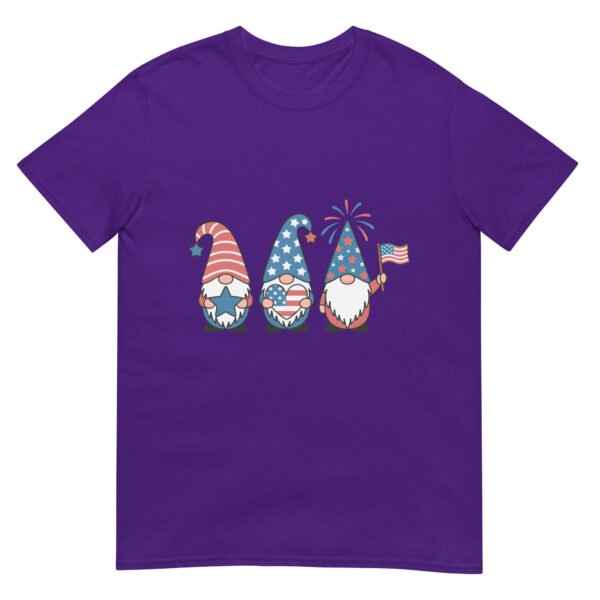 Patriotic Gnome Trio T-Shirt – Cute USA Gnomes with Flag & Fireworks - Image 4