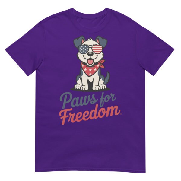 Paws for Freedom Red & White Pup T-Shirt – July 4th Dog Lover Gift - Image 5