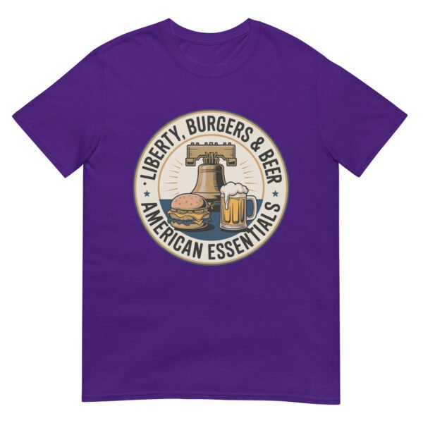Liberty, Burgers & Beer T-Shirt – American Essentials Badge - Image 4