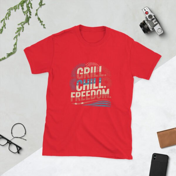 Grill Chill Freedom Retro 4th of July BBQ T-Shirt – Family Matching Tee - Image 6