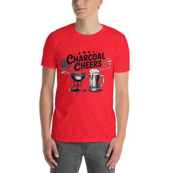 Grill and Beer Mug T-Shirt for Dads – Charcoal Sketch Collage - Charcoal Cheers B - Image 2