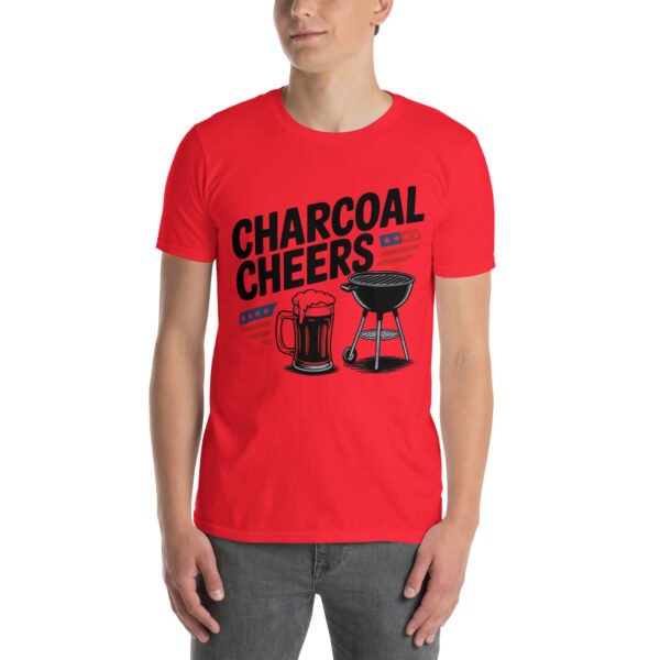 Grill and Beer Mug T-Shirt for Dads – Charcoal Sketch Collage - Charcoal Cheers C - Image 2