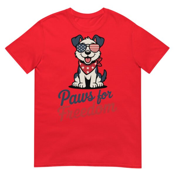 Paws for Freedom Red & White Pup T-Shirt – July 4th Dog Lover Gift - Image 7