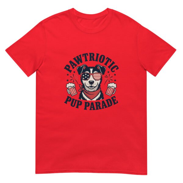 Pawtriotic Pup Parade T-Shirt – Funny Dog Beer Fireworks USA Tee - Image 2