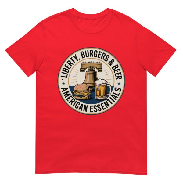 Liberty, Burgers & Beer T-Shirt – American Essentials Badge - Image 6