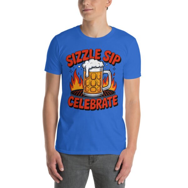 BBQ Beer Humor T-Shirt for Grill Enthusiasts – Mug & Flame Comic Sizzle Sip Celebrate Beer Cup - Image 7