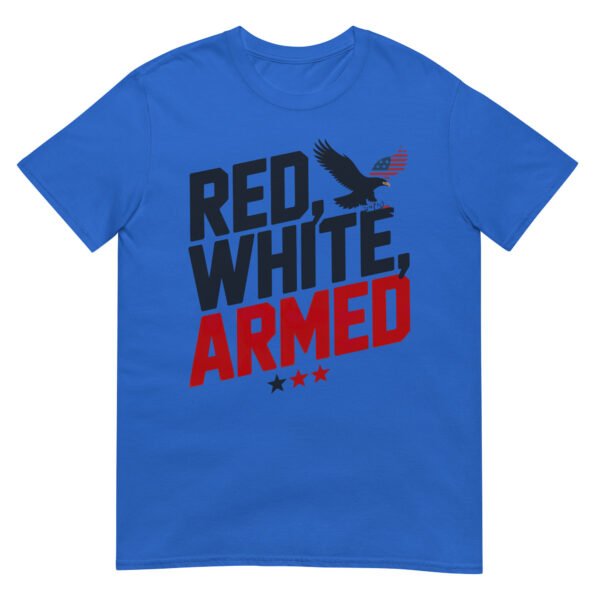 Military Bold T-Shirt for Veterans – Diagonal Eagle Silhouette - Red, White, Armed A - Image 3