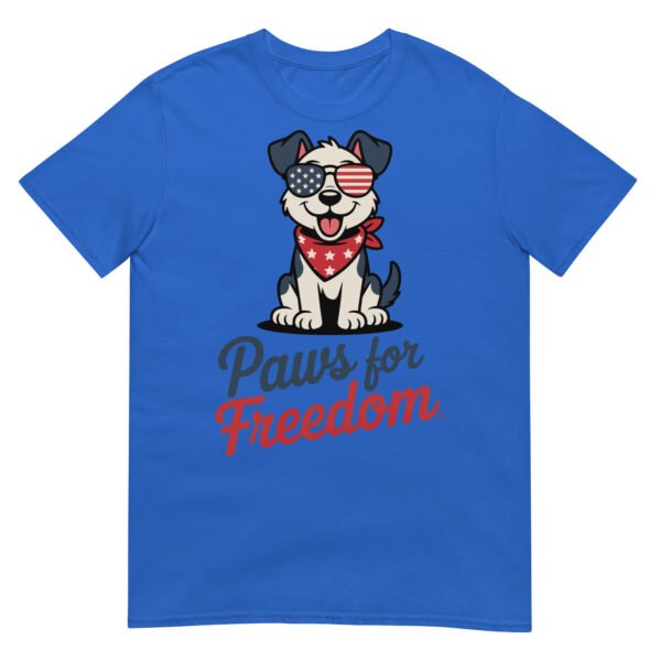 Paws for Freedom Red & White Pup T-Shirt – July 4th Dog Lover Gift - Image 9