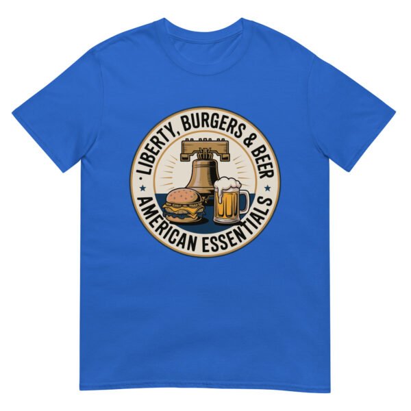 Liberty, Burgers & Beer T-Shirt – American Essentials Badge - Image 8