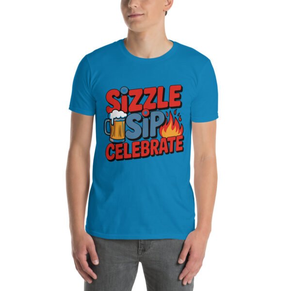 BBQ Beer Humor T-Shirt for Grill Enthusiasts – Mug & Flame Comic - Sizzle Sip Celebrate B - Image 9