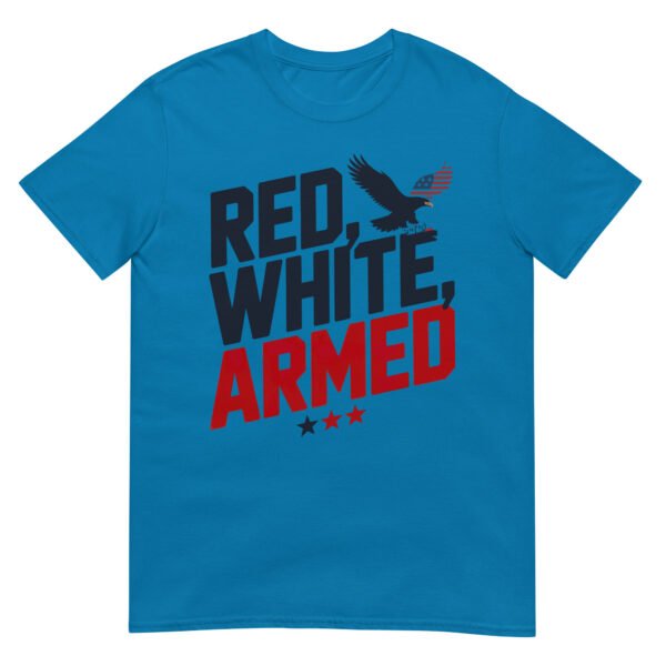 Military Bold T-Shirt for Veterans – Diagonal Eagle Silhouette - Red, White, Armed A - Image 4