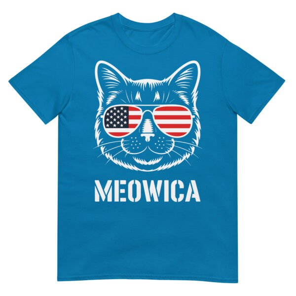 Meowica Cat Sunglasses T-Shirt – Funny Patriotic USA Cat Tee - Image 9