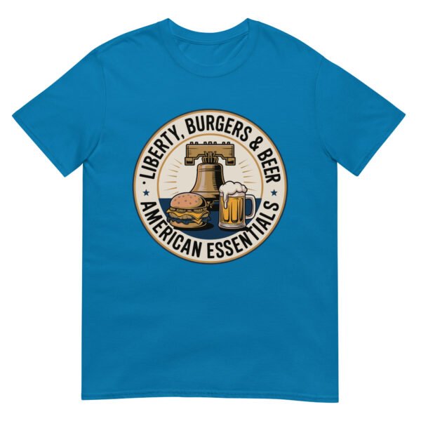 Liberty, Burgers & Beer T-Shirt – American Essentials Badge - Image 9