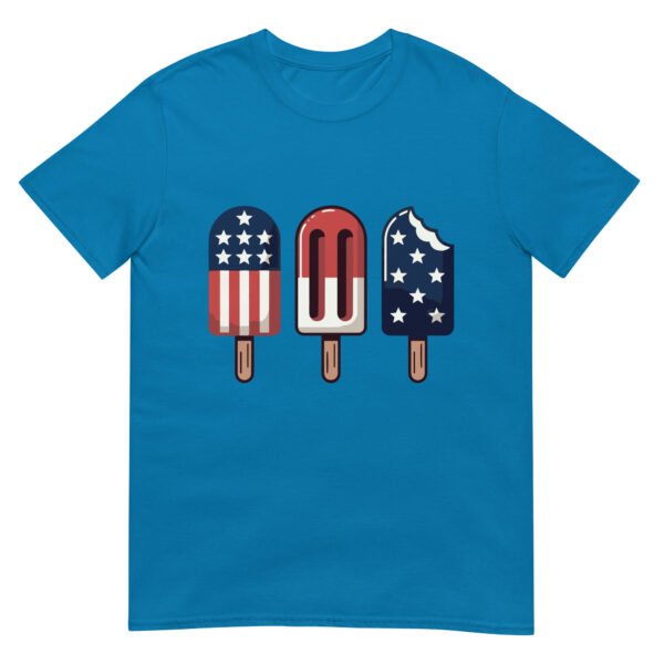 Patriotic Popsicle T-Shirt – Retro Ice Cream Trio in American Flag Colors - Image 9