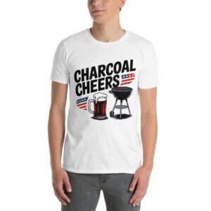 Grill and Beer Mug T-Shirt for Dads – Charcoal Sketch Collage - Charcoal Cheers C