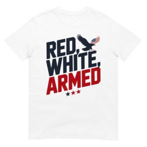 Military Bold T-Shirt for Veterans – Diagonal Eagle Silhouette - Red, White, Armed A