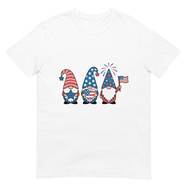 Patriotic Gnome Trio T-Shirt – Cute USA Gnomes with Flag & Fireworks - Image 16