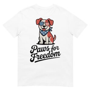 Paws for Freedom Patriotic Dog T-Shirt – Stars & Stripes Bandana Pup