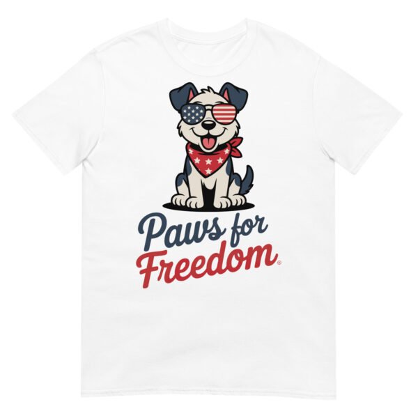 Paws for Freedom Red & White Pup T-Shirt – July 4th Dog Lover Gift - Image 16