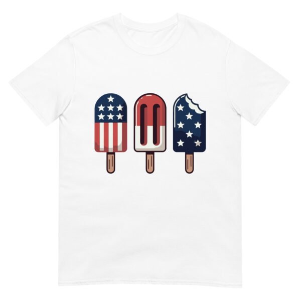 Patriotic Popsicle T-Shirt – Retro Ice Cream Trio in American Flag Colors - Image 16