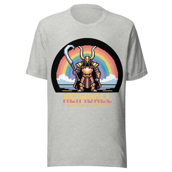 Pixel Bifrost Guardian T-Shirt – Heimdall with Rainbow Blade – Retro Norse Tee - Image 7