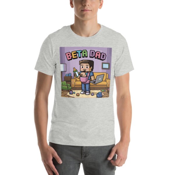 Beta Dad T-Shirt – Retro Gamer Parenting Shirt – Pixel Art T-Shirt for Adults - Image 7