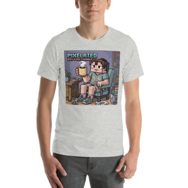 Pixelated But Functional T-Shirt – Coffee Lover Gamer Tee – Low Effort T-Shirt for Adults - Image 8