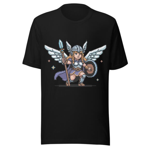 Valkyrie Pixel Art T-Shirt – Norse Winged Warrior – Scout Pose Edition - Image 2